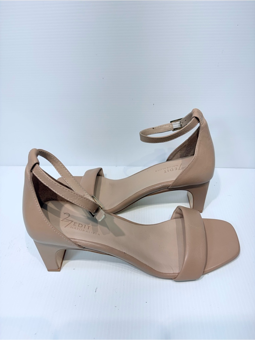 iris Beige Ankle-Strap Block Heel Sandals